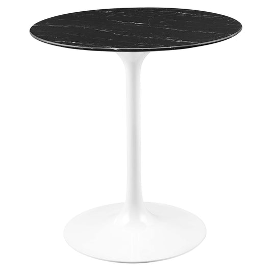 Ensemble Round Faux Marble Dining Table, Extra Small, White & Black