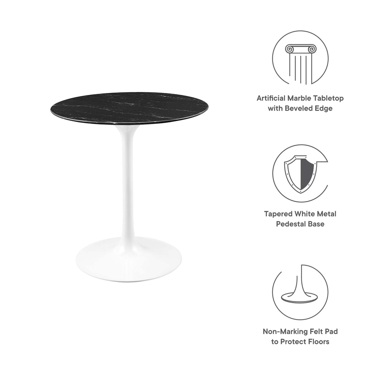 Ensemble Round Faux Marble Dining Table, Extra Small, White & Black