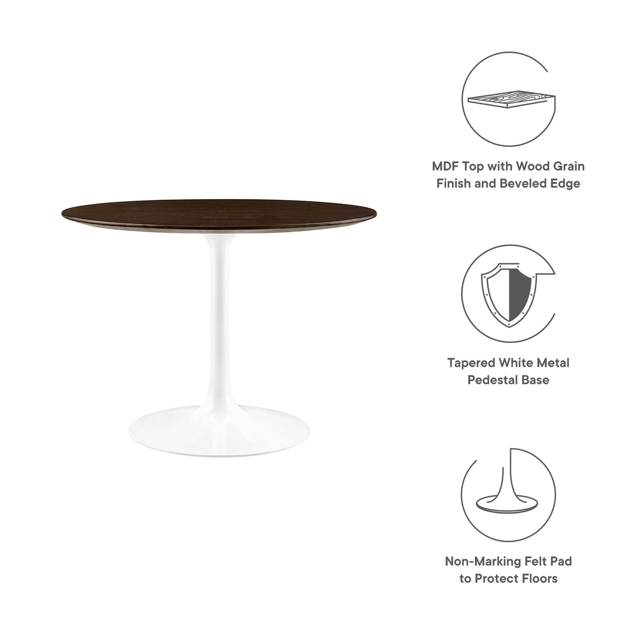 Ensemble Round Dining Table, Medium, White & Cherry Walnut