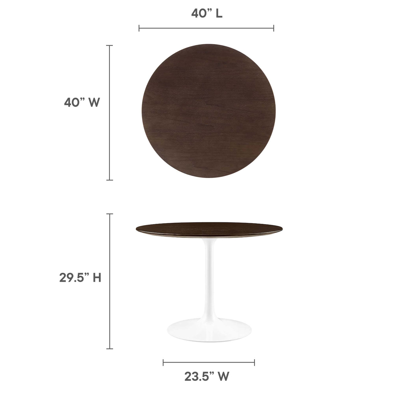 Ensemble Round Dining Table, Medium, White & Cherry Walnut