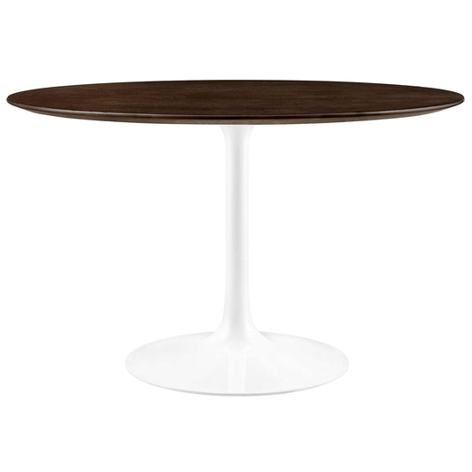 Ensemble Round Dining Table, Large, White & Cherry Walnut