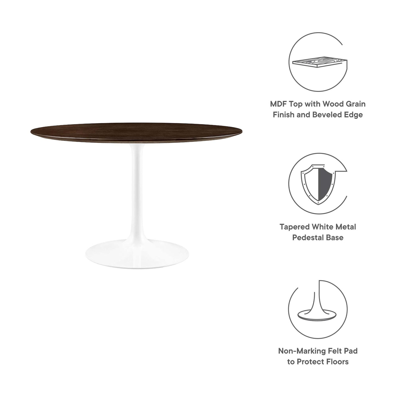 Ensemble Round Dining Table, Large, White & Cherry Walnut