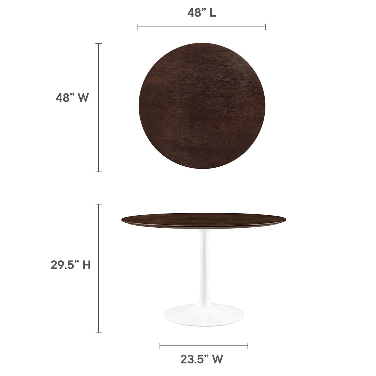 Ensemble Round Dining Table, Large, White & Cherry Walnut