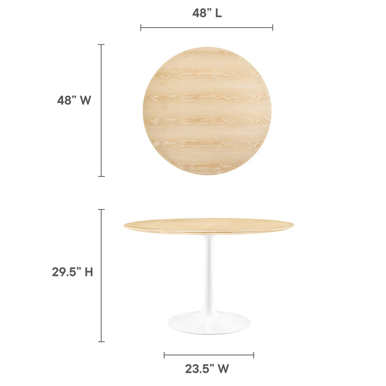 Ensemble Round Dining Table, Large, White & Natural Wood