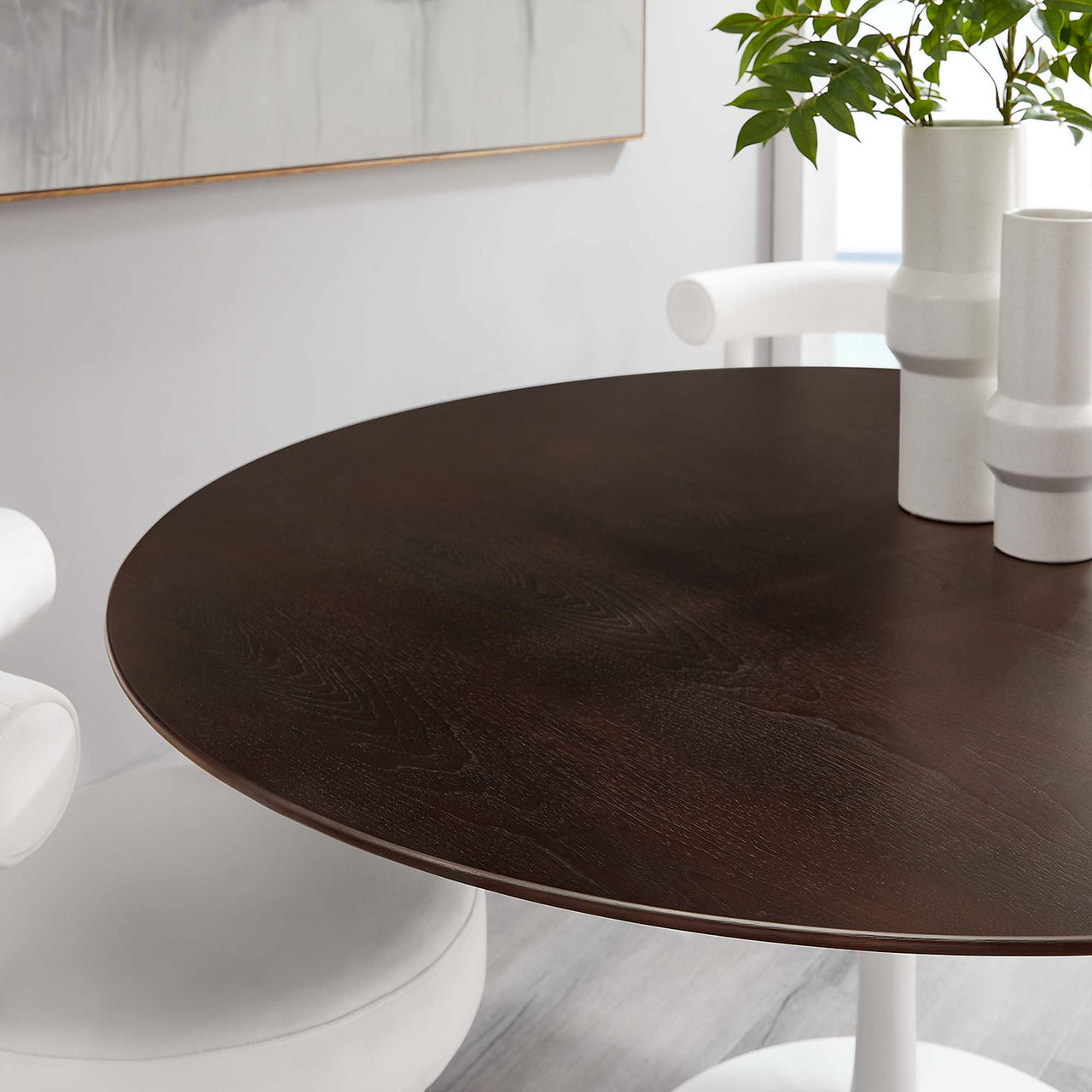 Ensemble Round Dining Table, XXL, White & Cherry Walnut