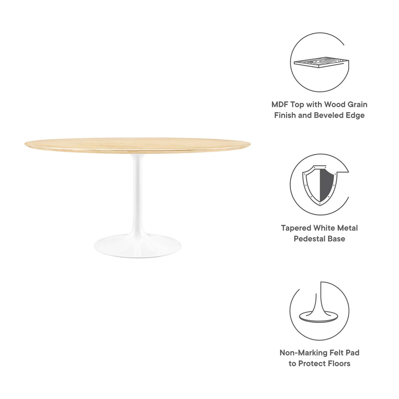 Ensemble Round Dining Table, XXL, White & Natural Wood
