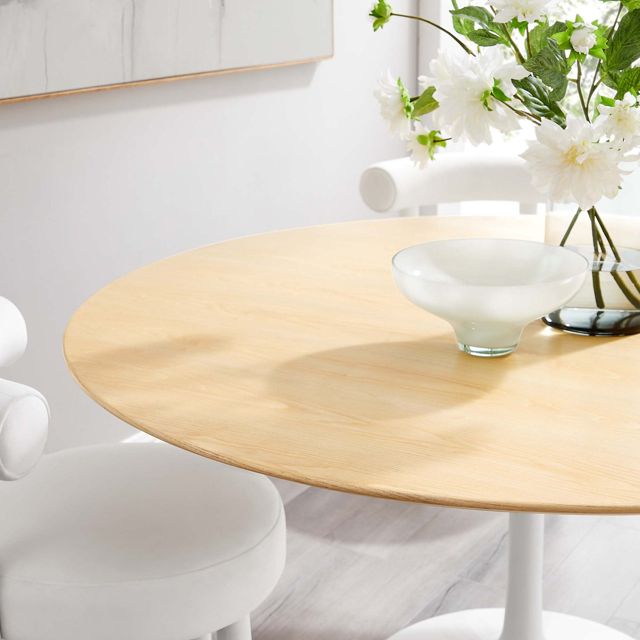 Ensemble Round Dining Table, XXL, White & Natural Wood