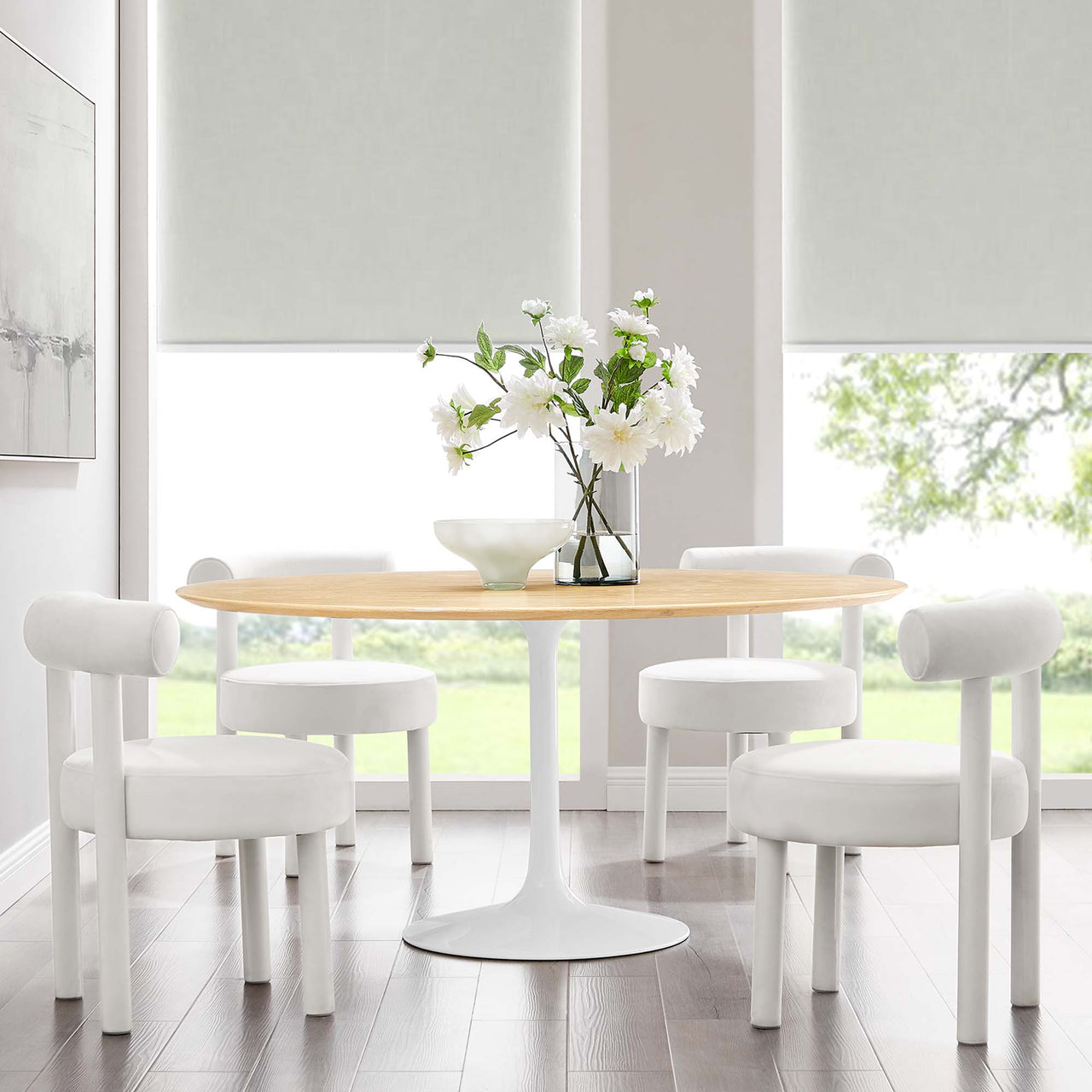 Ensemble Round Dining Table, XXL, White & Natural Wood