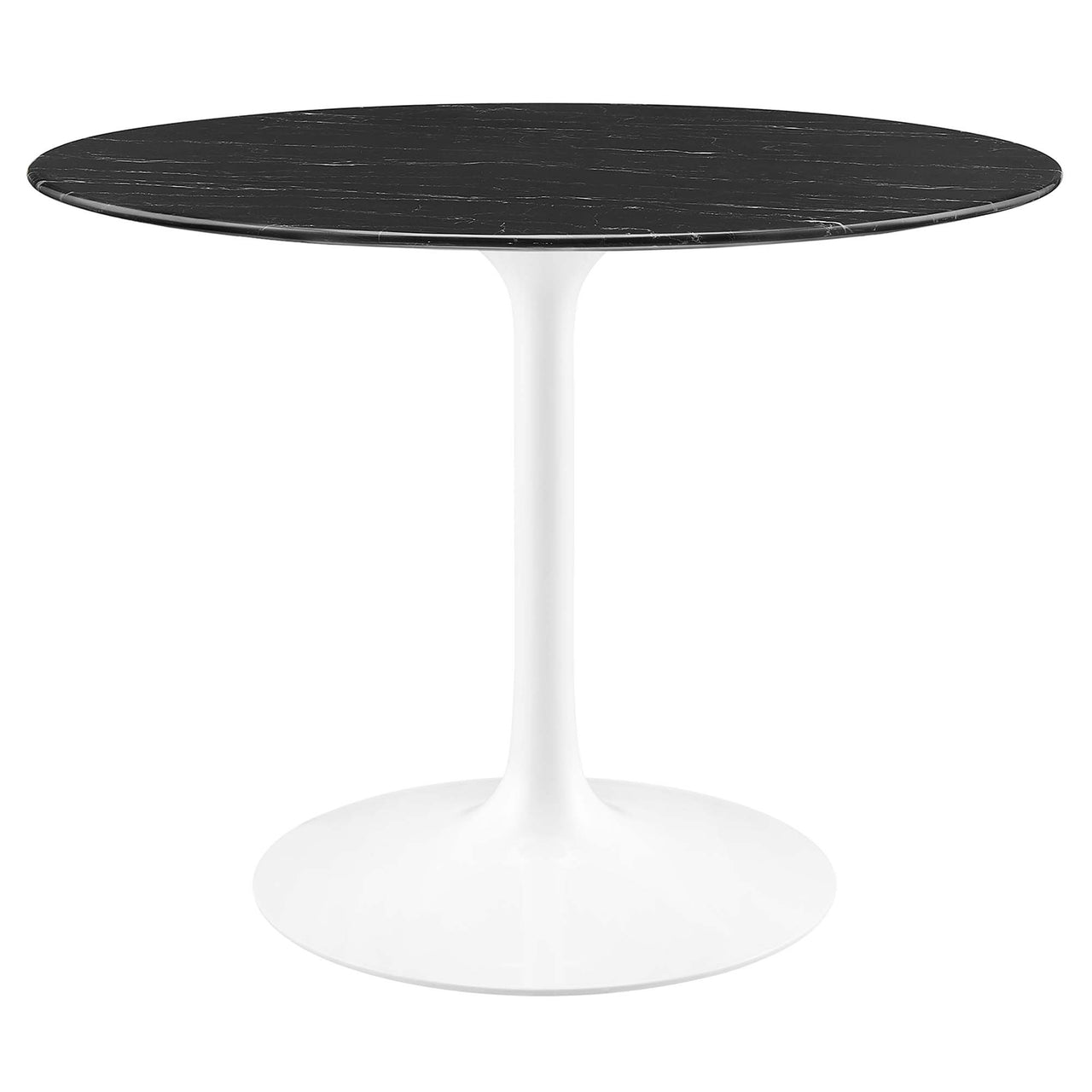 Ensemble Round Faux Marble Dining Table, Medium, White & Black