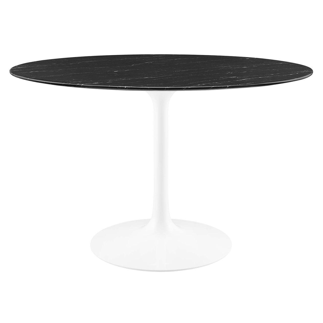 Ensemble Round Faux Marble Dining Table, Large, White & Black