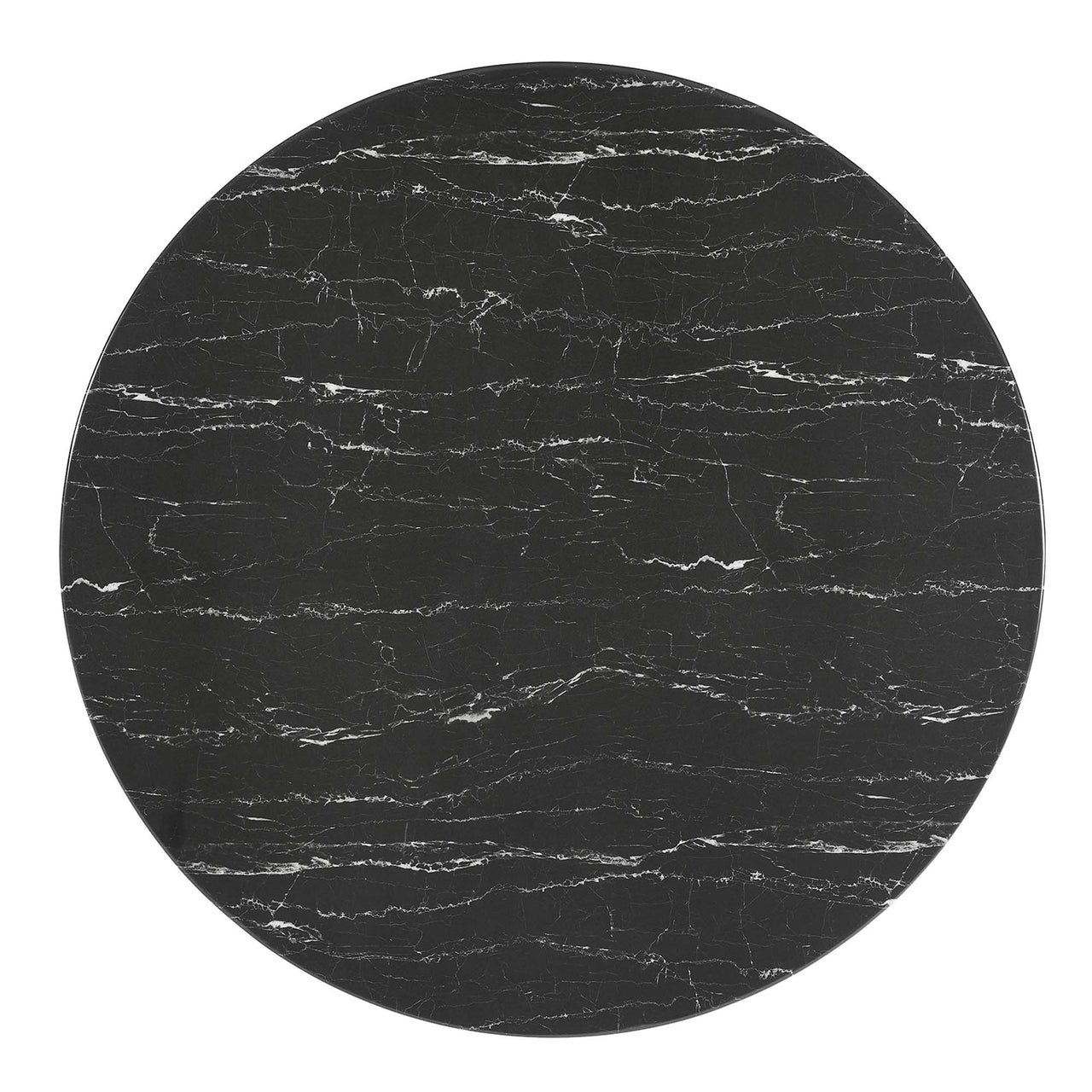 Ensemble Round Faux Marble Dining Table, Large, White & Black