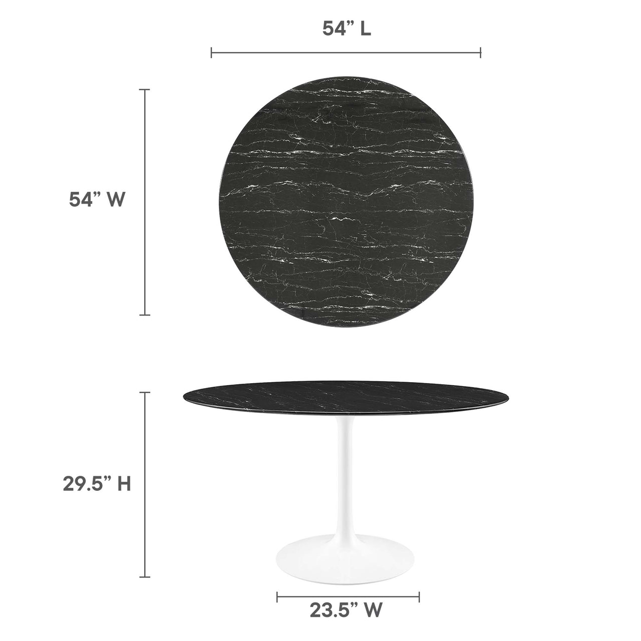 Ensemble Round Faux Marble Dining Table, Extra Large, White & Black