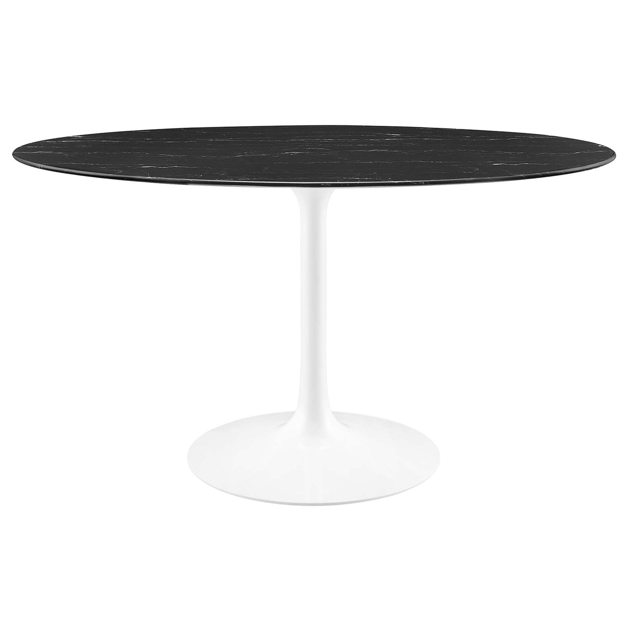 Ensemble Oval Faux Marble Dining Table, Medium, White & Black