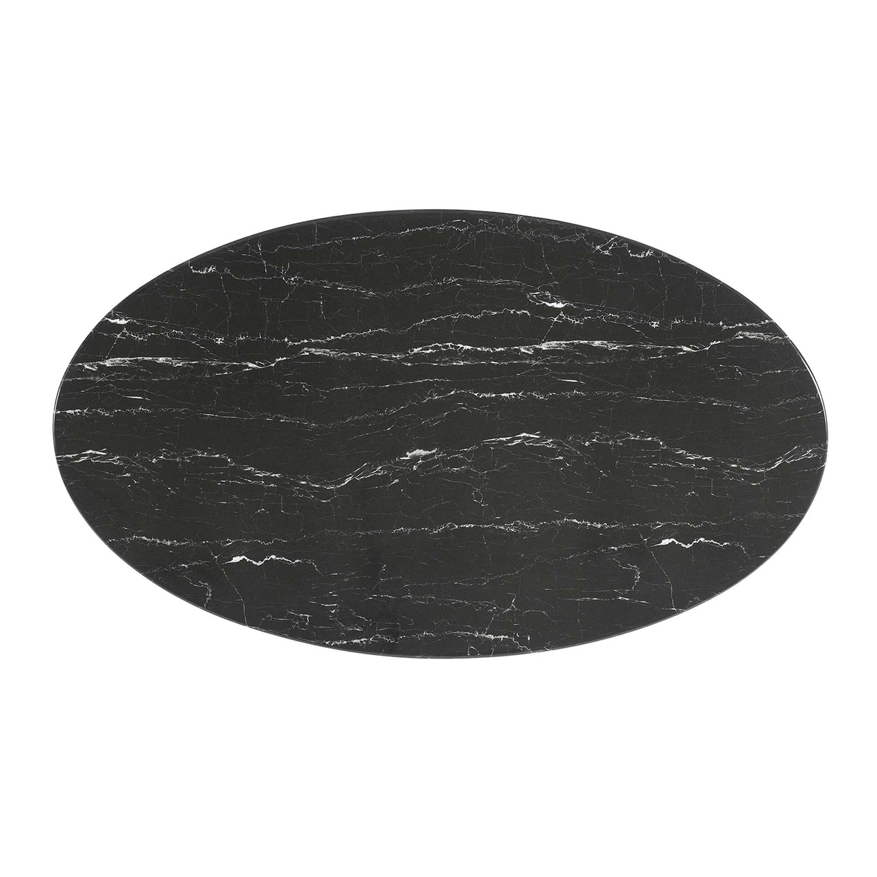 Ensemble Oval Faux Marble Dining Table, Medium, White & Black