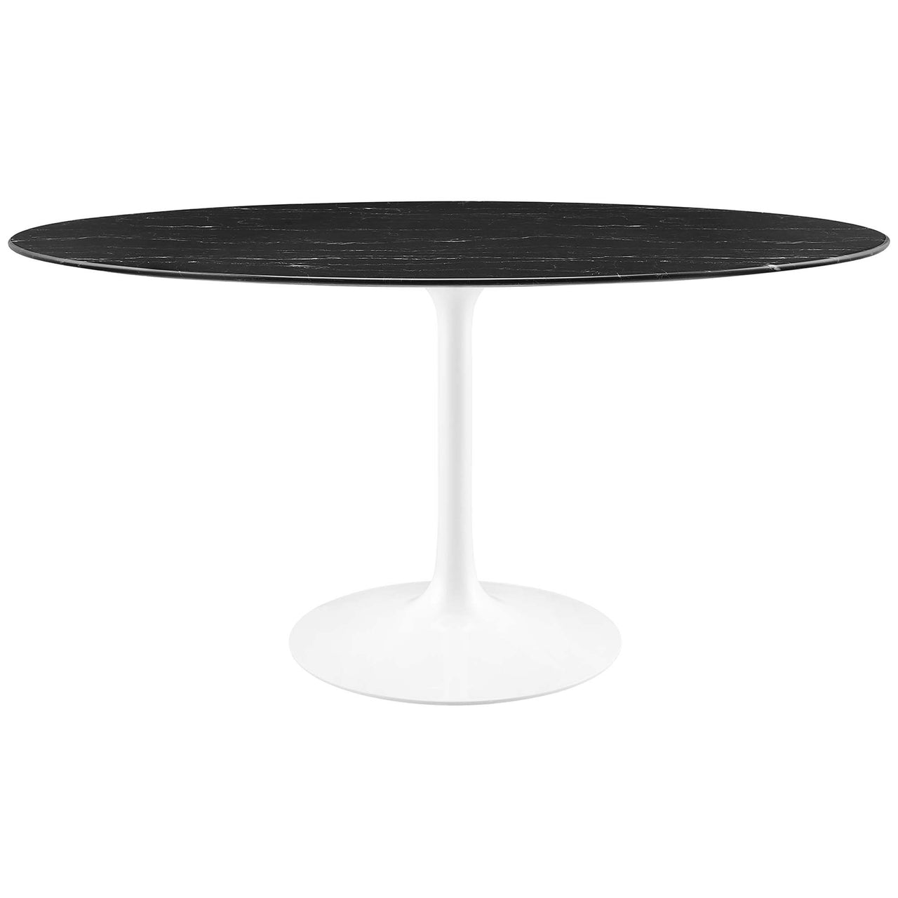 Ensemble Oval Faux Marble Dining Table, Large, White & Black