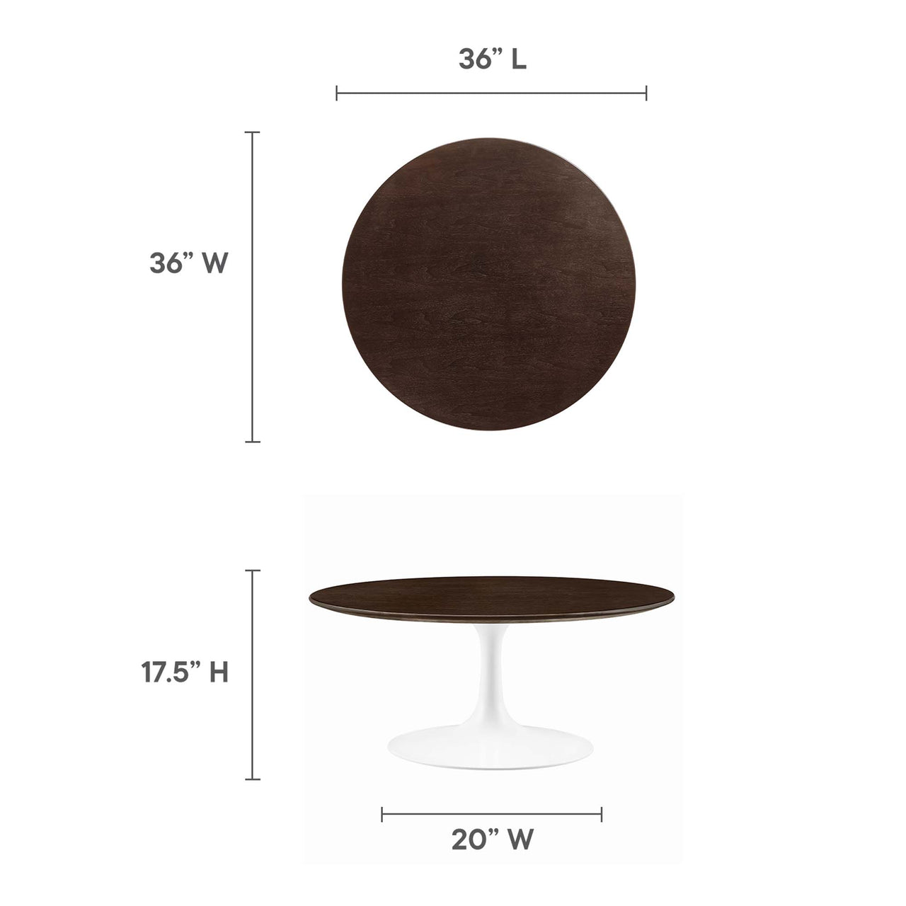 Ensemble Round Coffee Table, Medium, White & Cherry Walnut