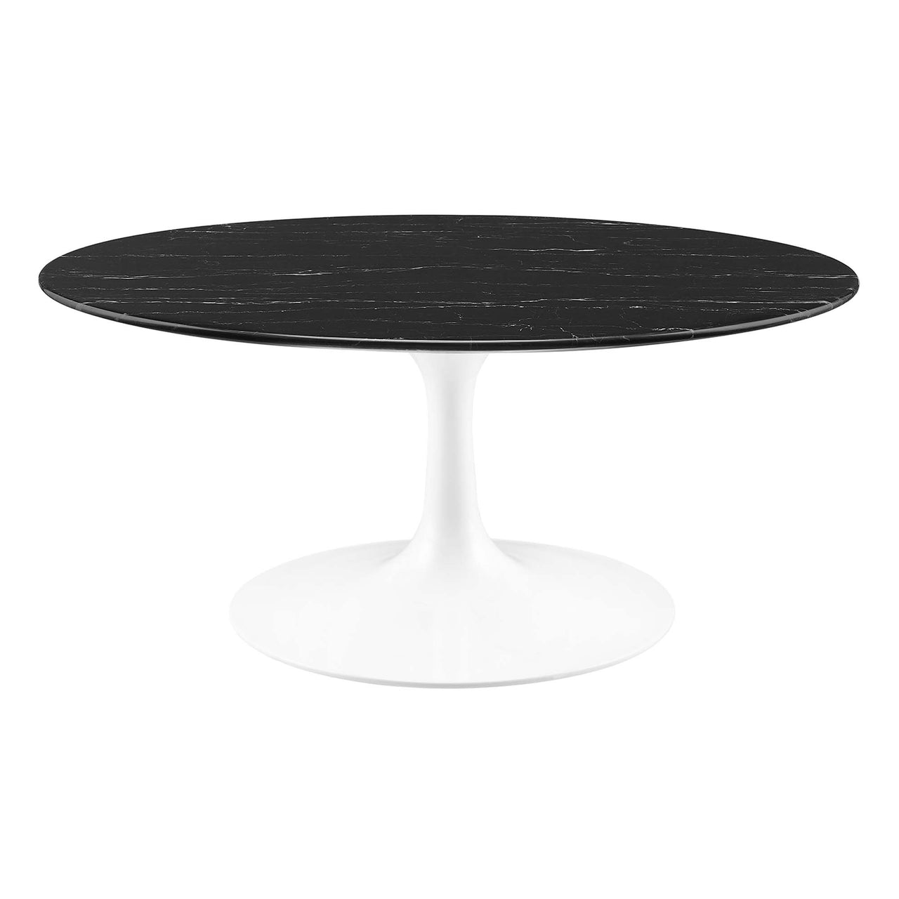 Ensemble Round Faux Marble Coffee Table, Medium, White & Black