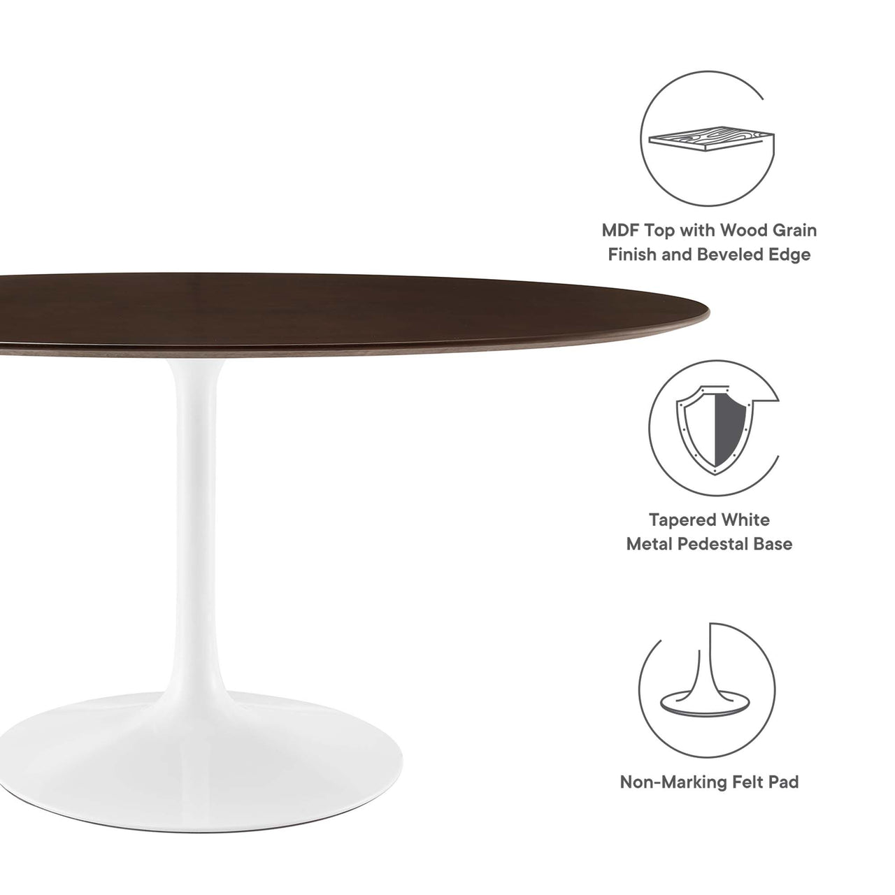 Ensemble Oval Dining Table, Large, White & Cherry Walnut