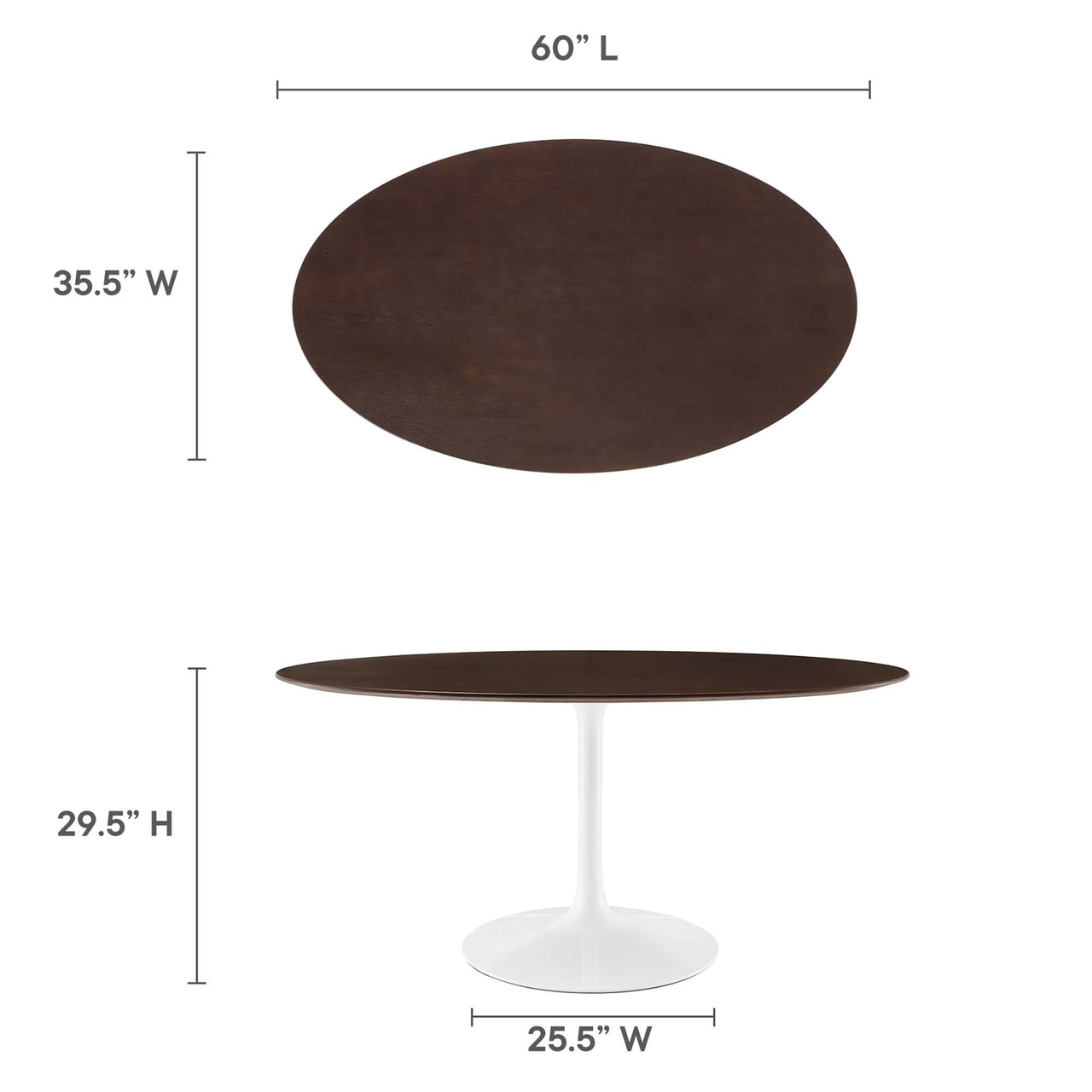 Ensemble Oval Dining Table, Large, White & Cherry Walnut