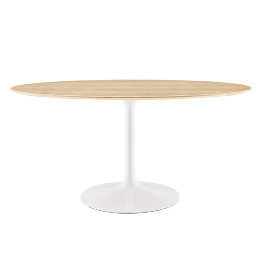 Ensemble Oval Dining Table, Large, White & Natural Wood