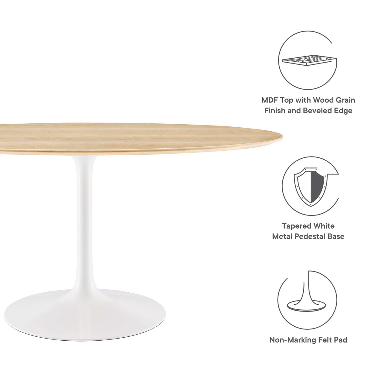 Ensemble Oval Dining Table, Large, White & Natural Wood