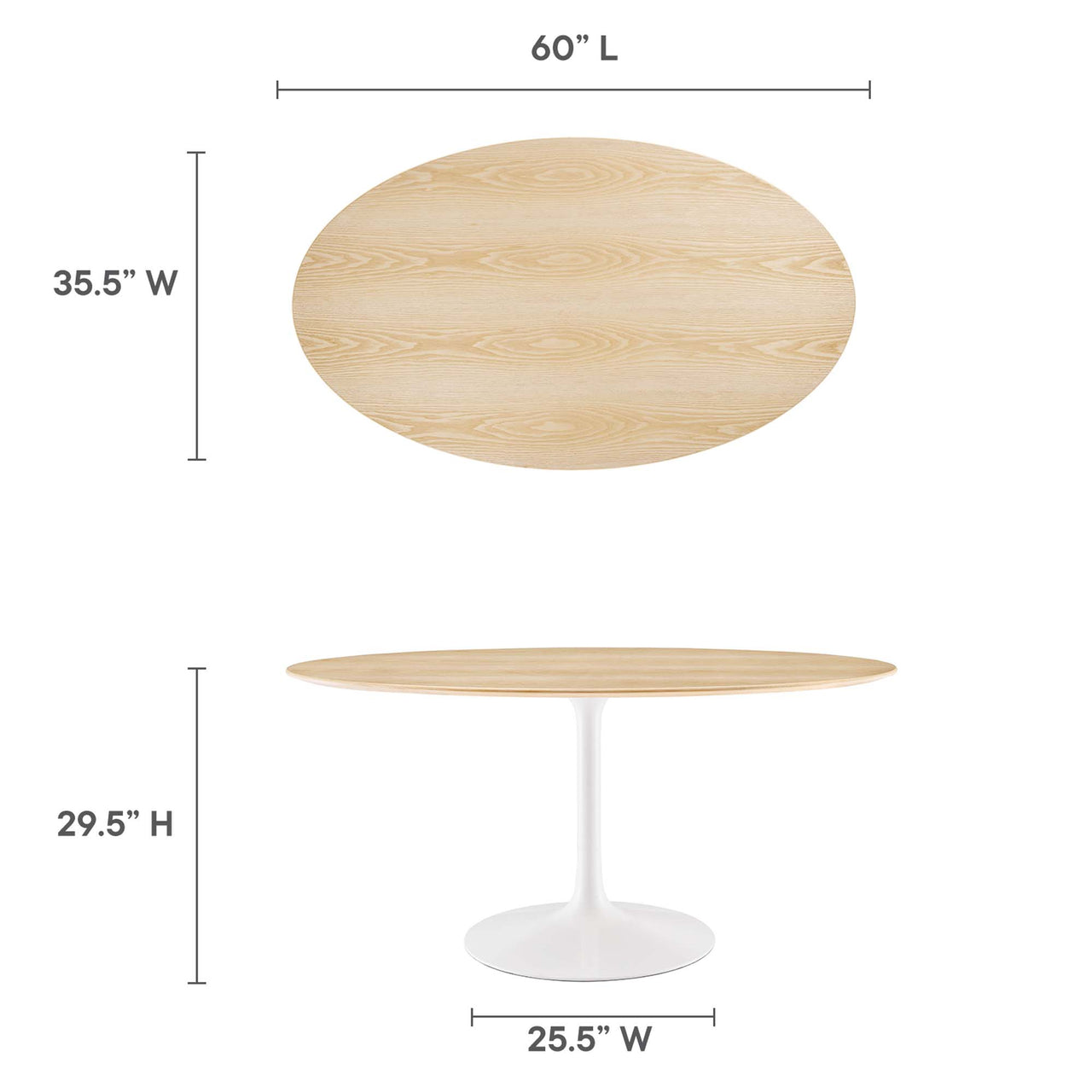 Ensemble Oval Dining Table, Large, White & Natural Wood