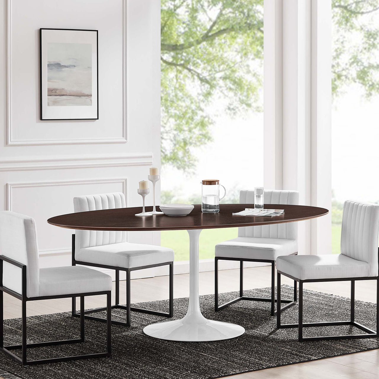 Ensemble Oval Dining Table, Extra Large, White & Cherry Walnut