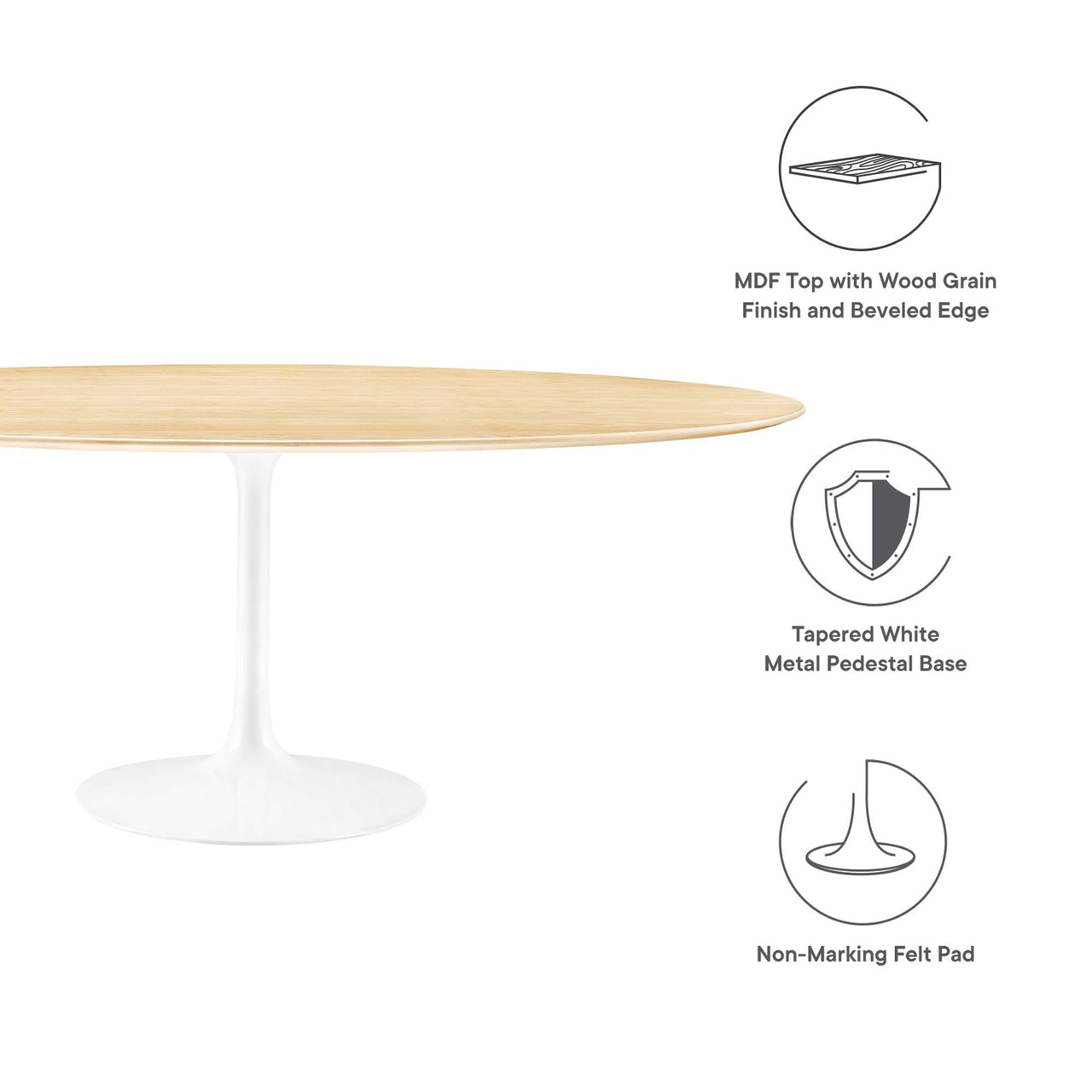 Ensemble Oval Dining Table, Extra Large, White & Natural Wood