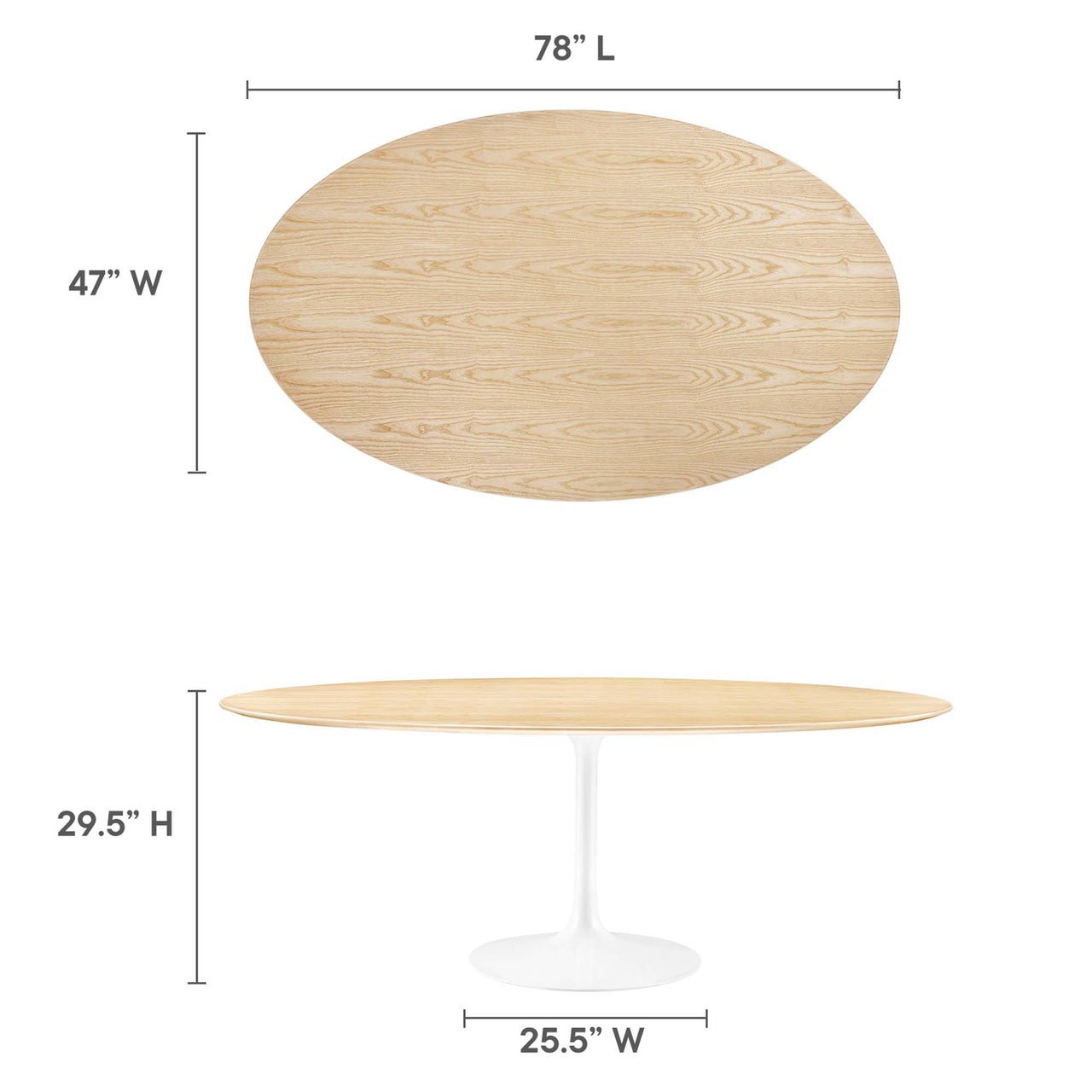 Ensemble Oval Dining Table, Extra Large, White & Natural Wood