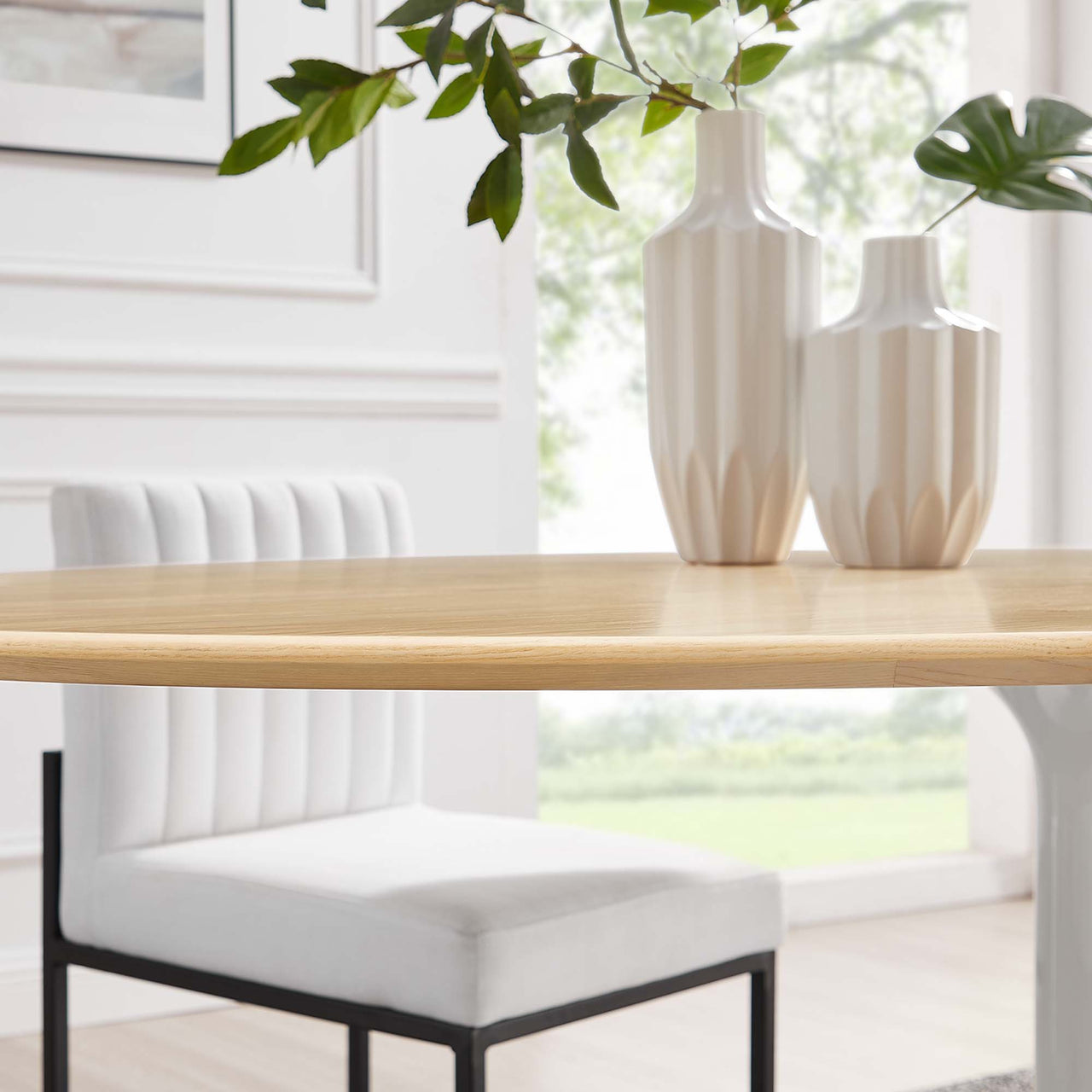 Ensemble Oval Dining Table, Extra Large, White & Natural Wood
