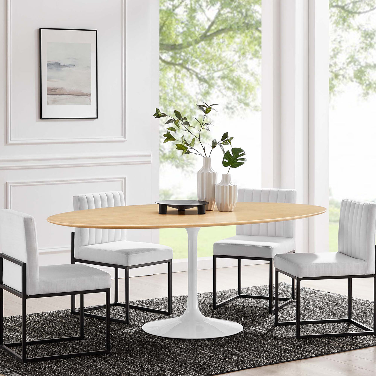 Ensemble Oval Dining Table, Extra Large, White & Natural Wood