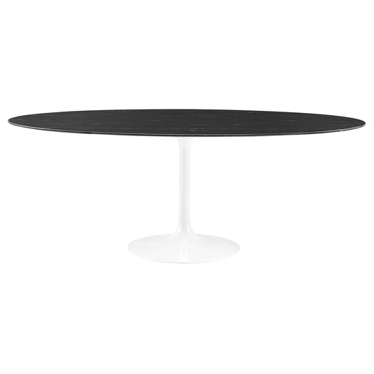 Ensemble Oval Faux Marble Dining Table, Extra Large, White & Black