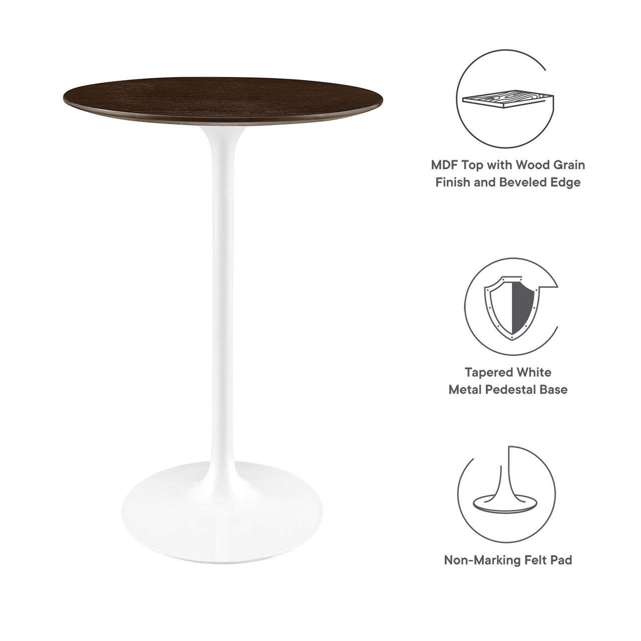 Ensemble Round Bar Table, White & Cherry Walnut