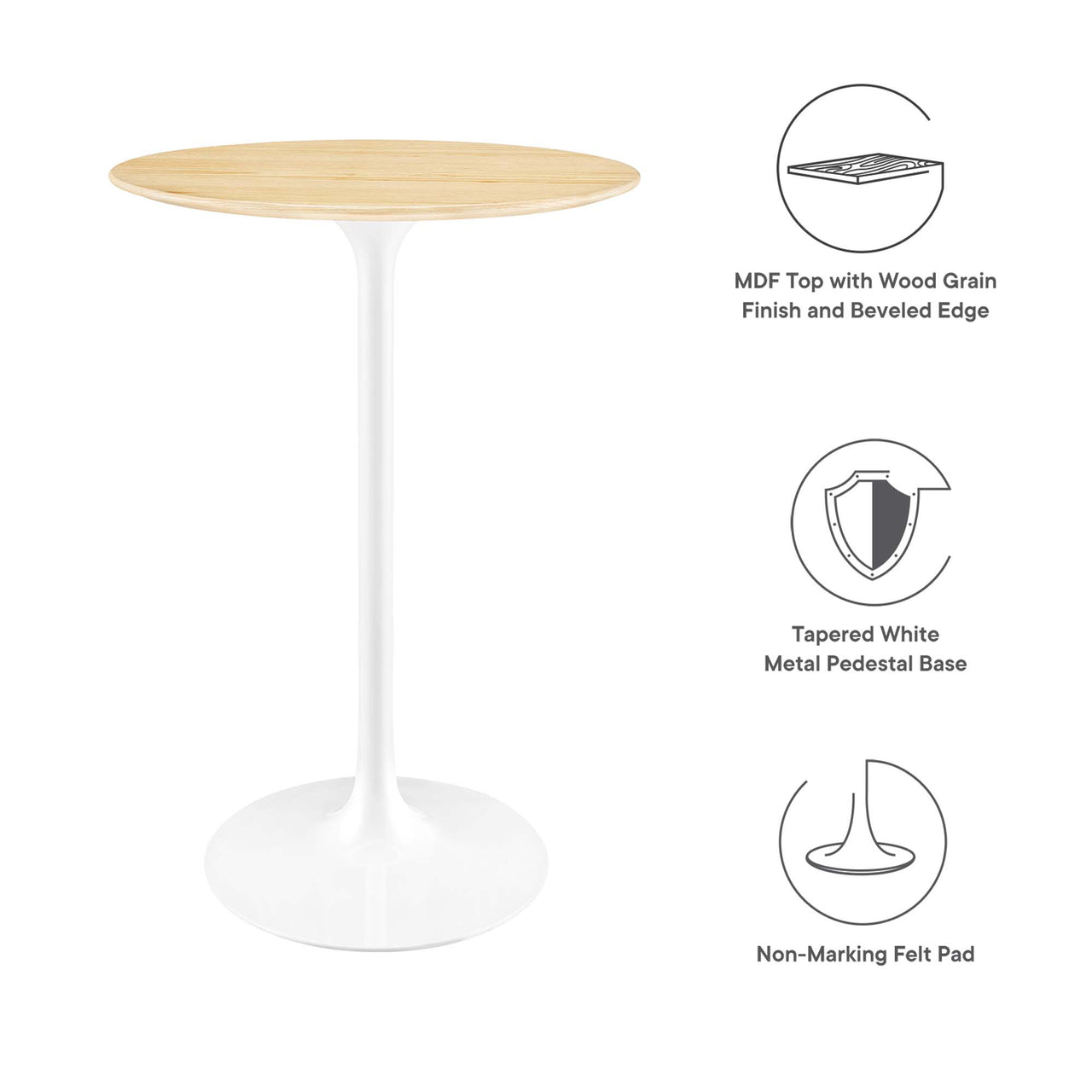 Ensemble Round Bar Table, White & Natural Wood
