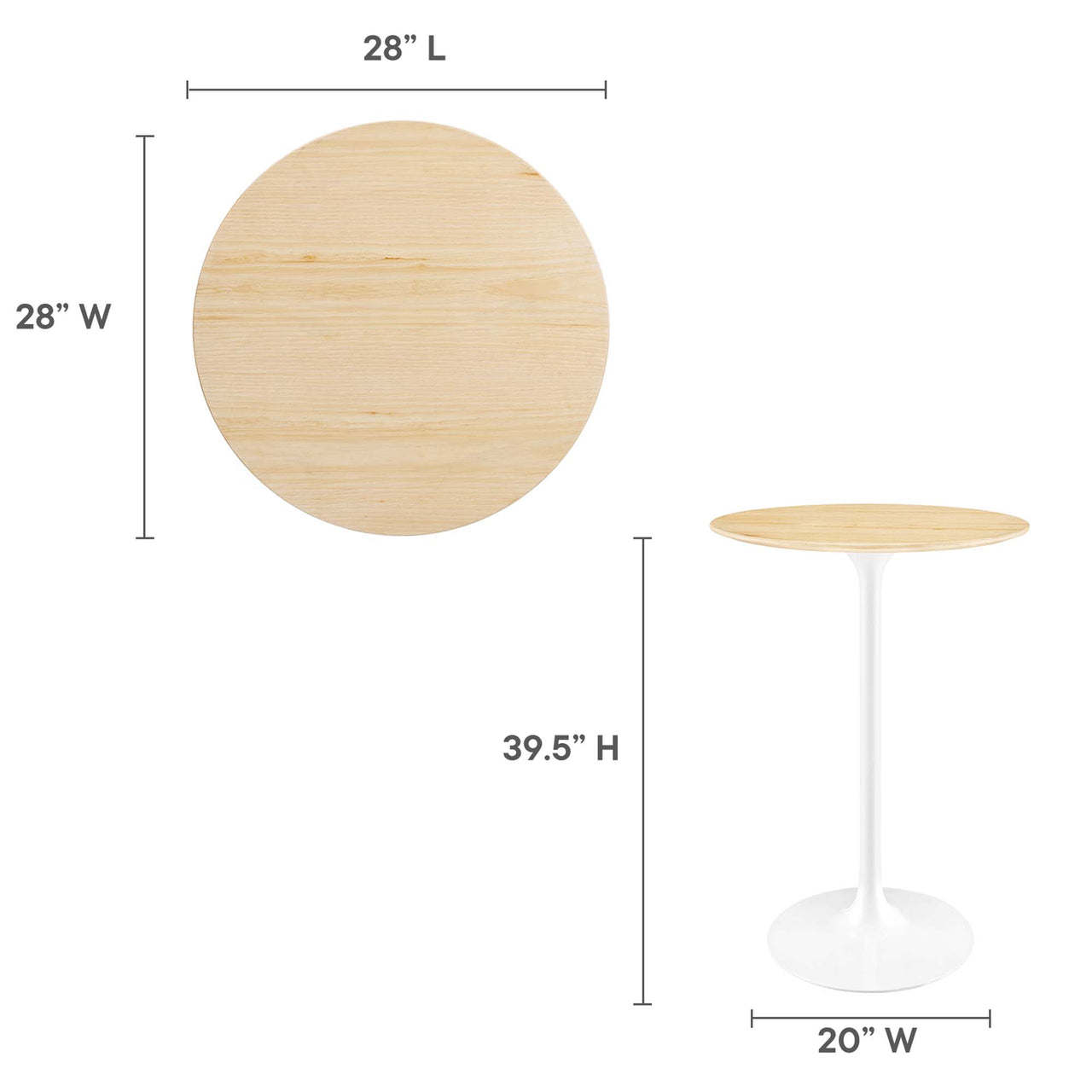 Ensemble Round Bar Table, White & Natural Wood