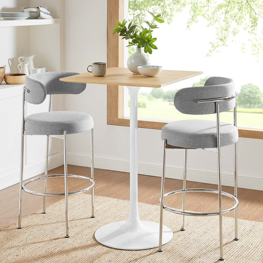 Ensemble Square Bar Table, White & Natural Wood
