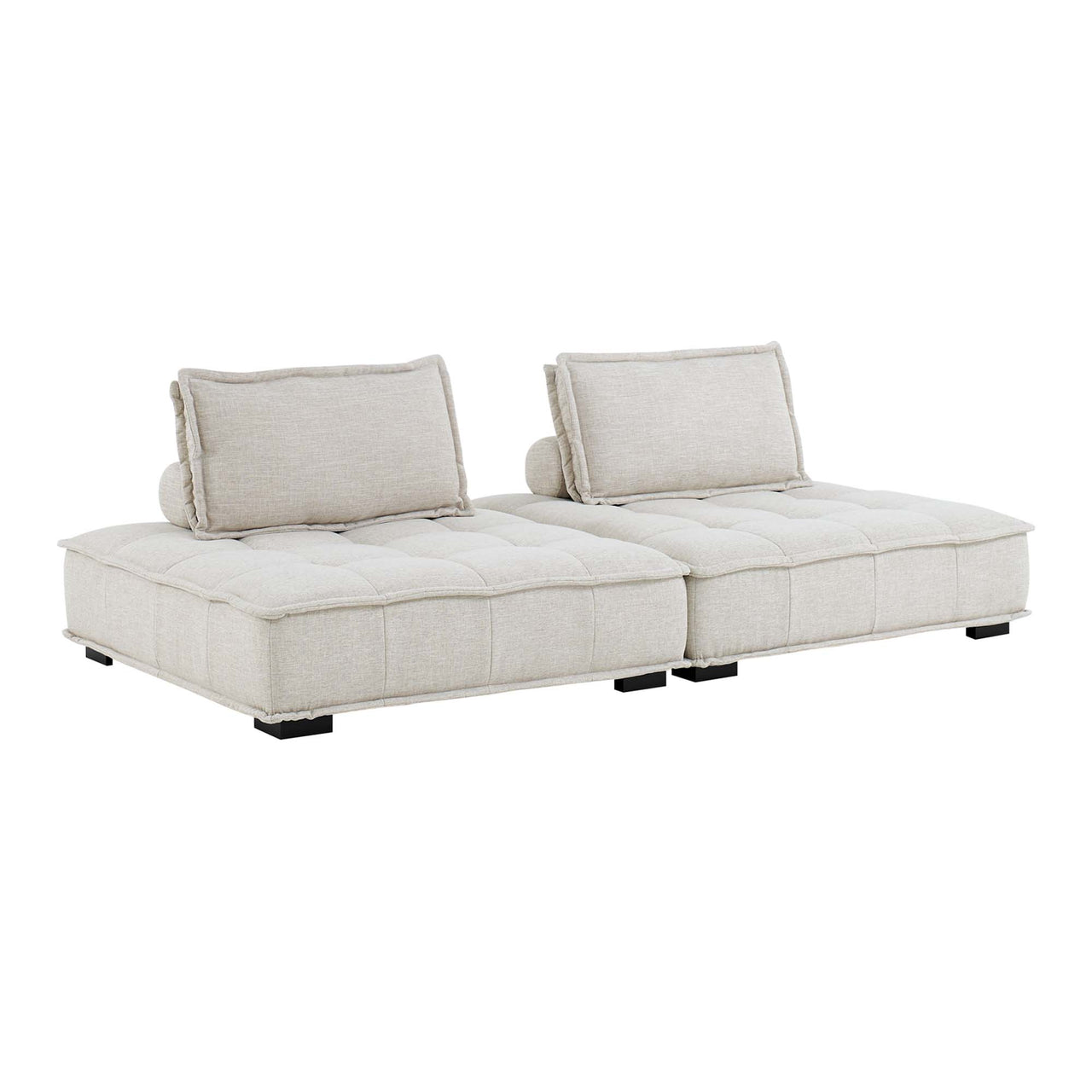 Introvert Fabric Modular Loveseat Sectional, Beige