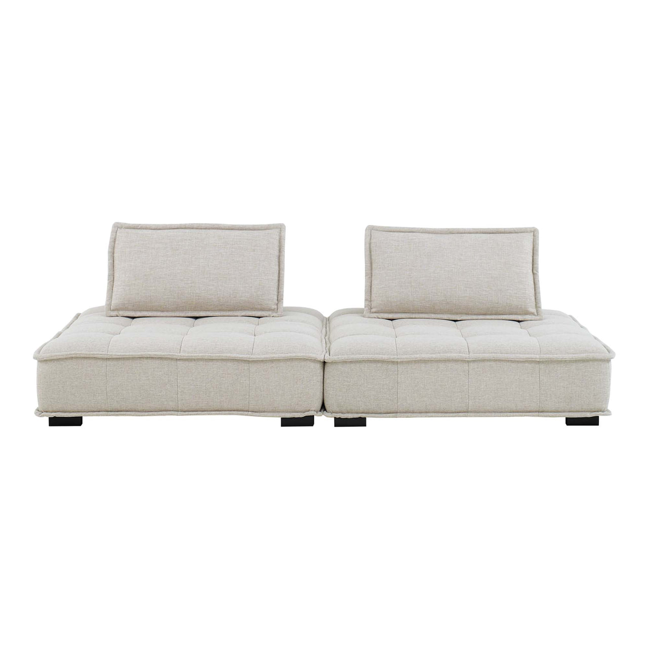 Introvert Fabric Modular Loveseat Sectional, Beige