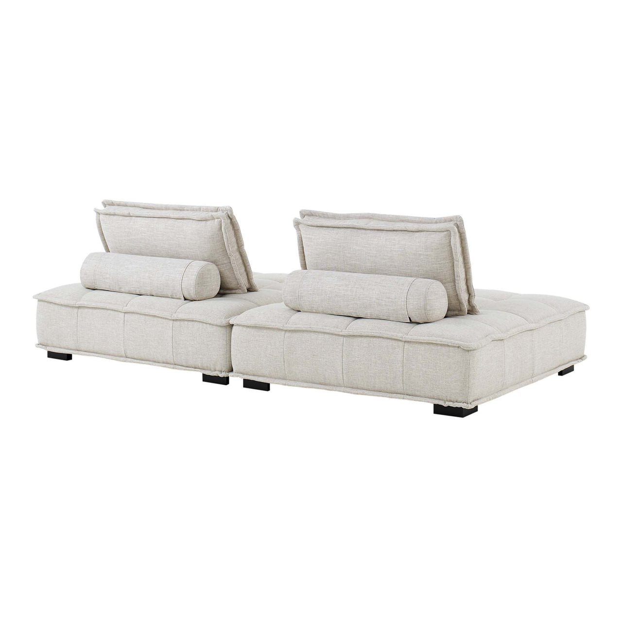 Introvert Fabric Modular Loveseat Sectional, Beige