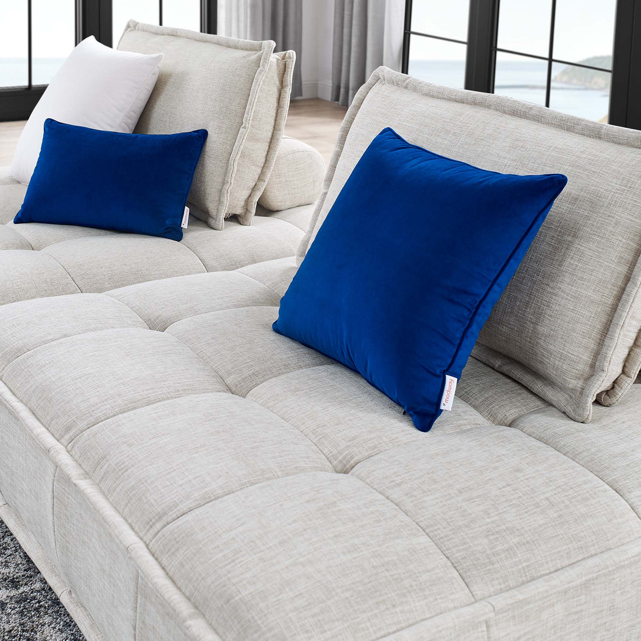 Introvert Fabric Modular Loveseat Sectional, Beige