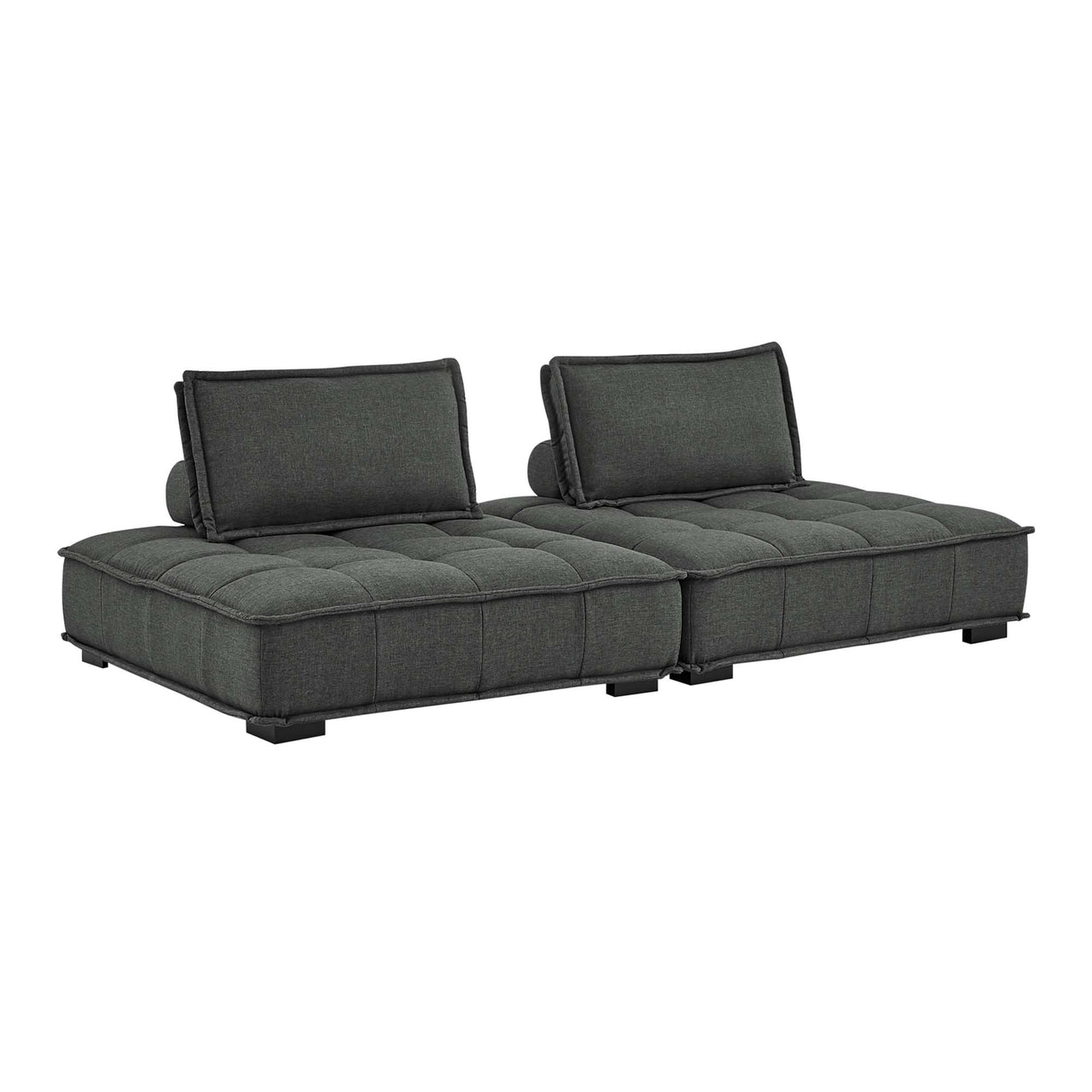 Introvert Fabric Modular Loveseat Sectional, Gray