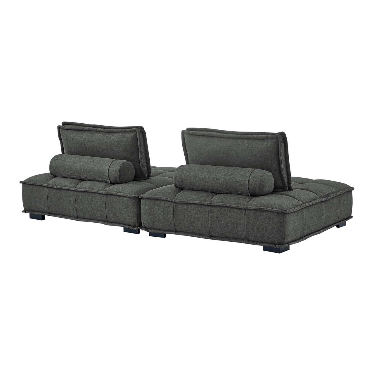 Introvert Fabric Modular Loveseat Sectional, Gray