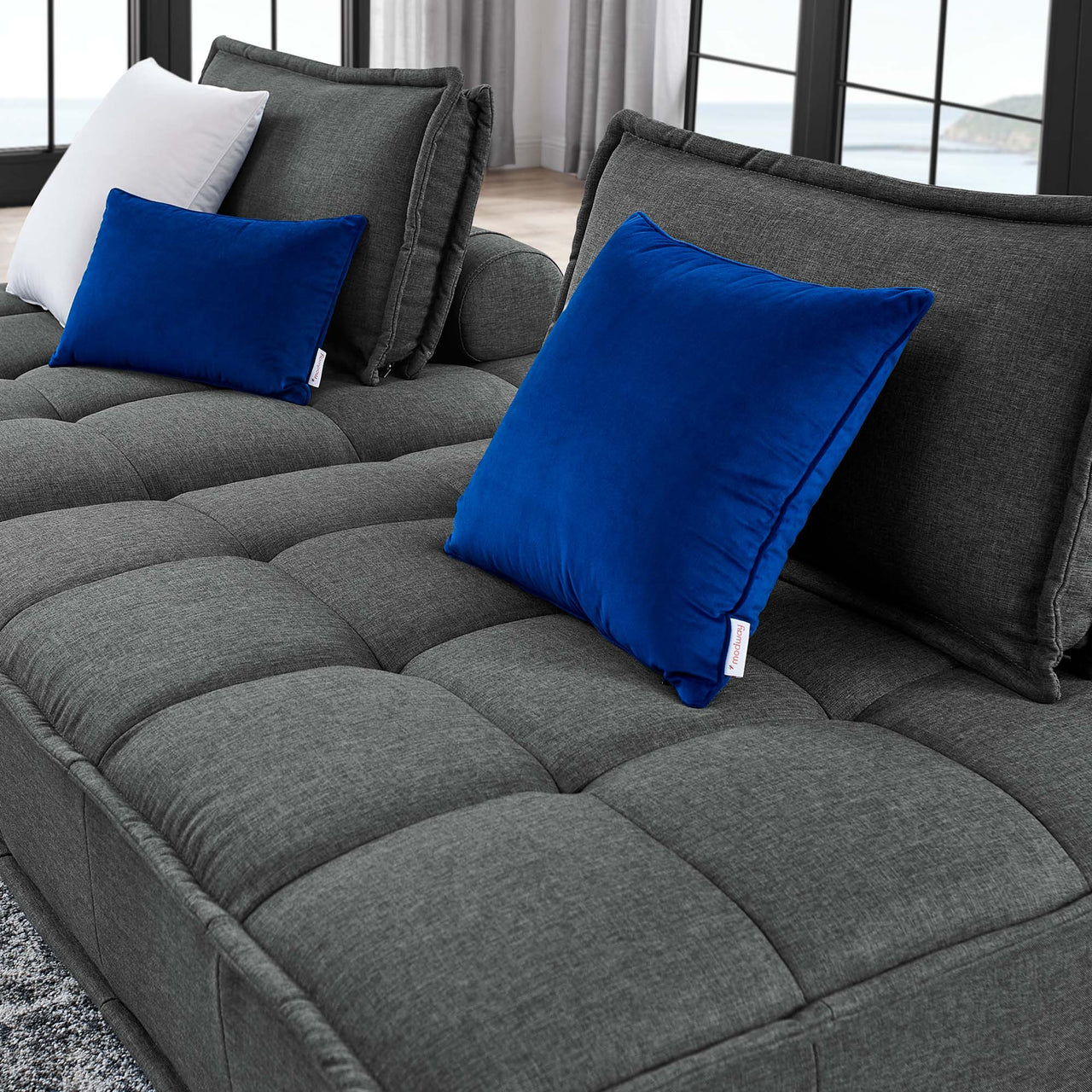 Introvert Fabric Modular Loveseat Sectional, Gray