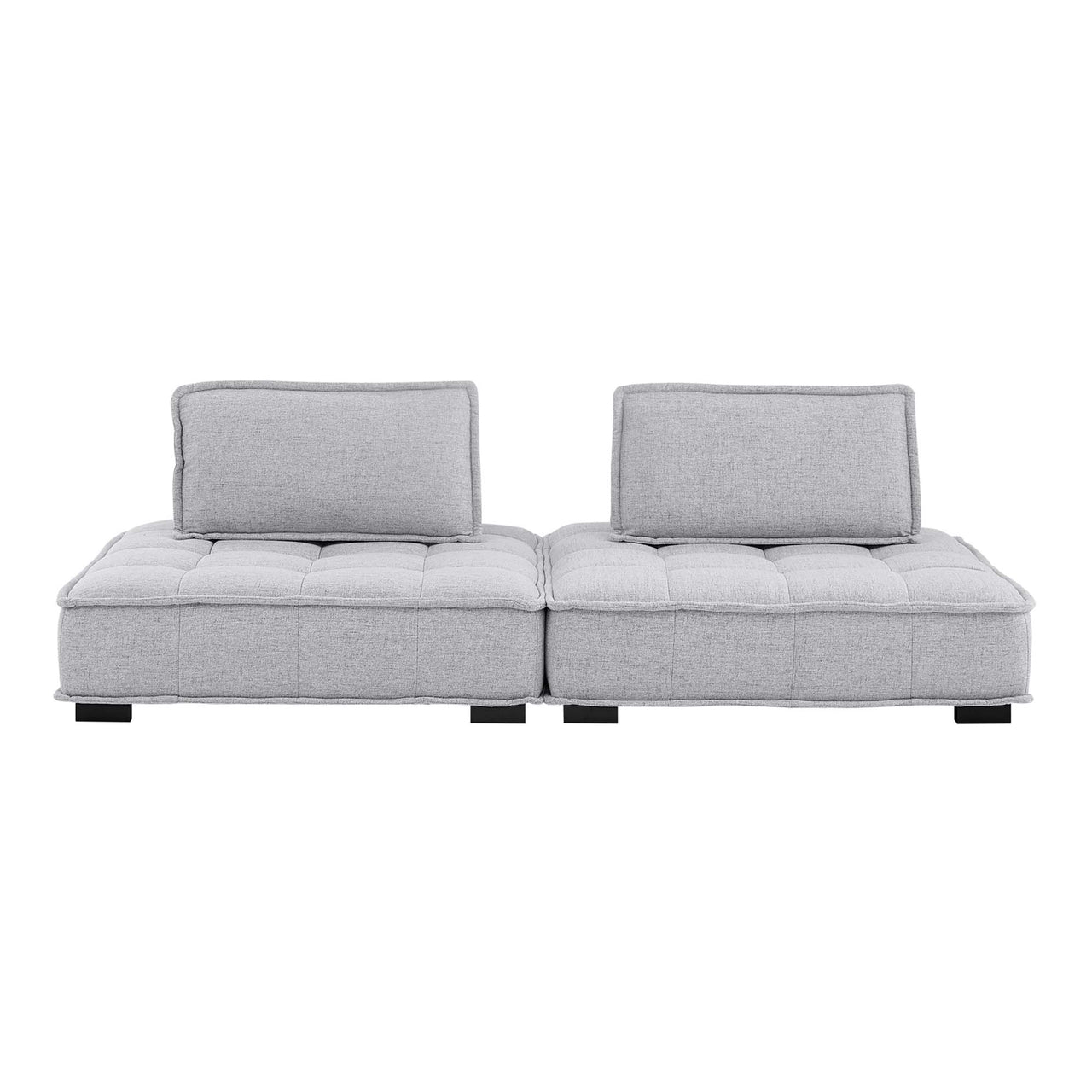 Introvert Fabric Modular Loveseat Sectional, Light Gray