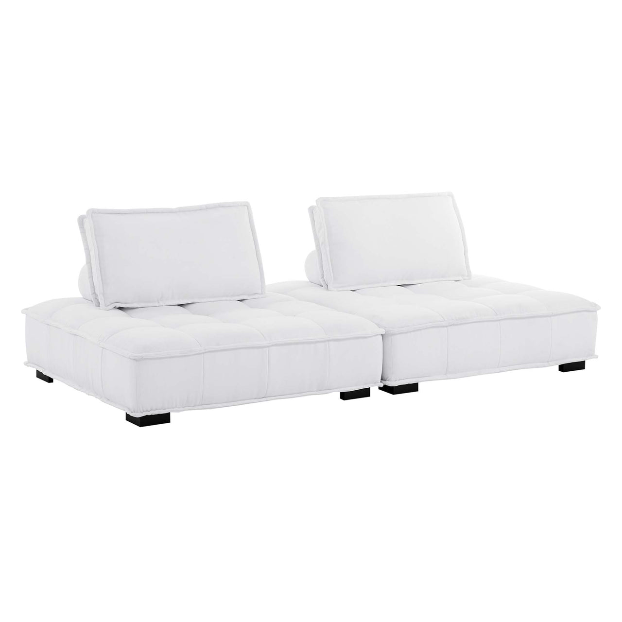 Introvert Fabric Modular Loveseat Sectional, White