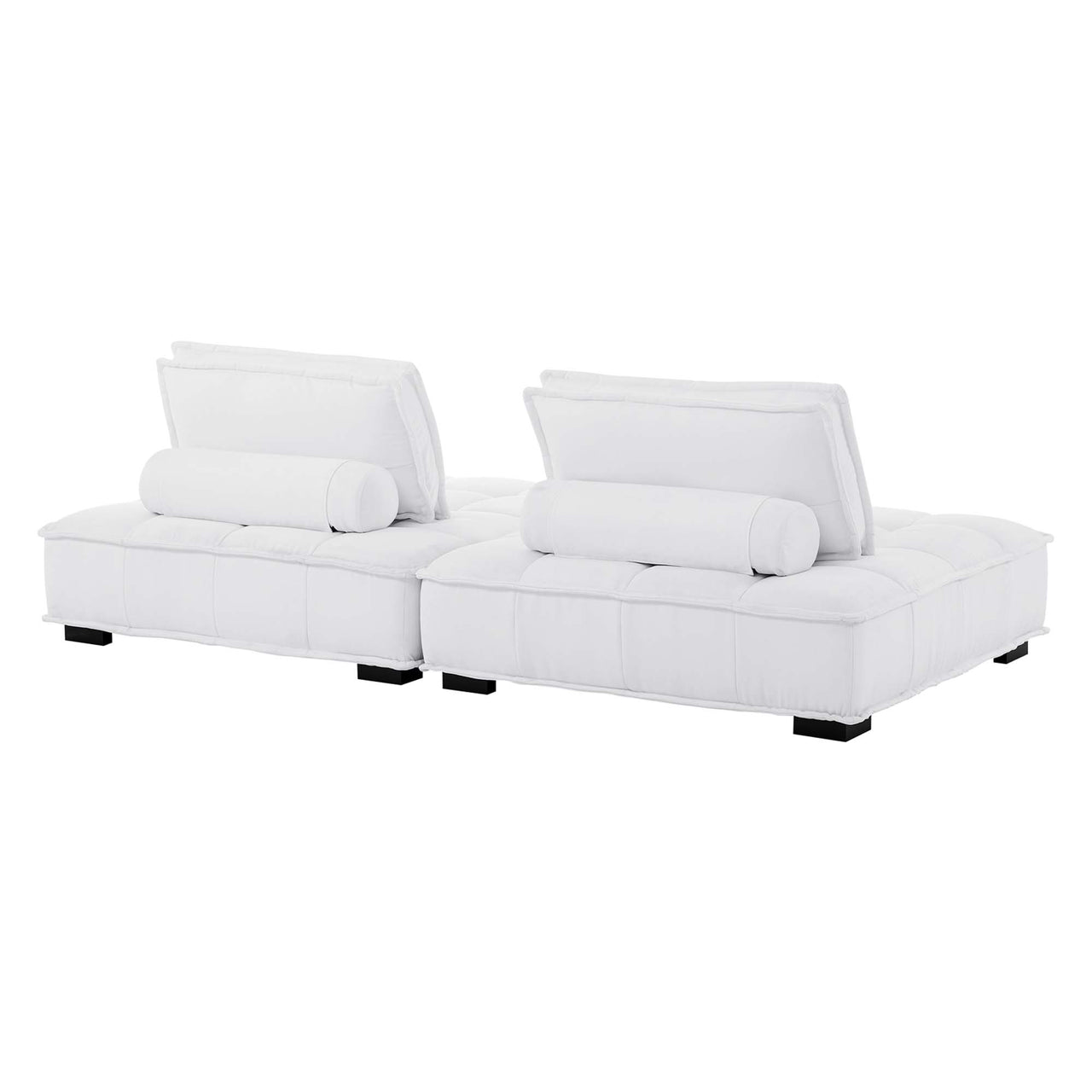 Introvert Fabric Modular Loveseat Sectional, White