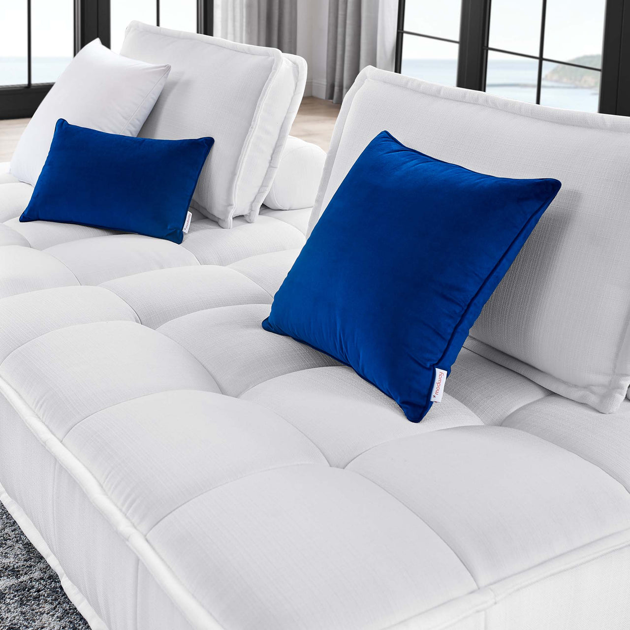 Introvert Fabric Modular Loveseat Sectional, White