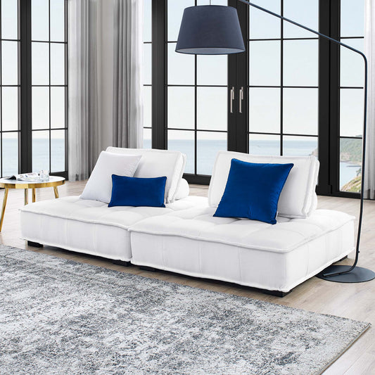 Introvert Fabric Modular Loveseat Sectional, White