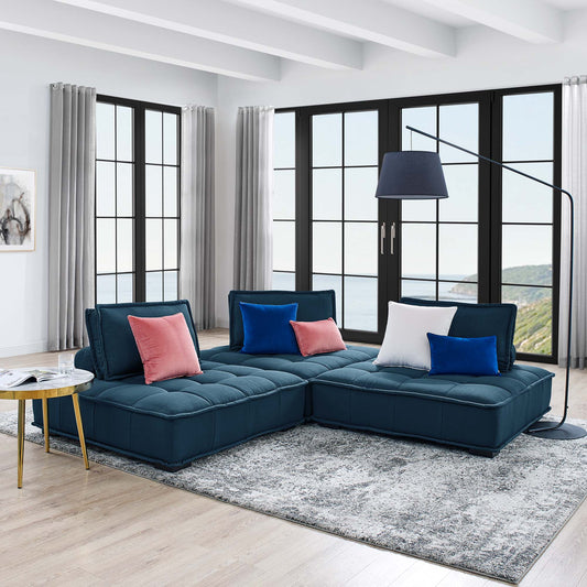 Introvert Fabric Modular Sofa Sectional, Azure