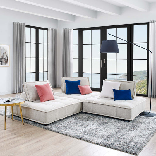 Introvert Fabric Modular Sofa Sectional, Beige